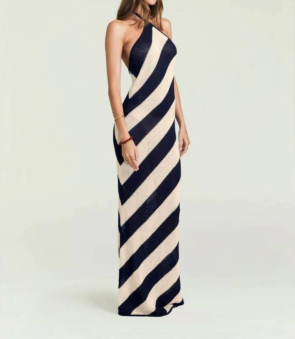 NEW SER.O.YA dree knit maxi dress in navy/eggshell - Picture 2 of 4